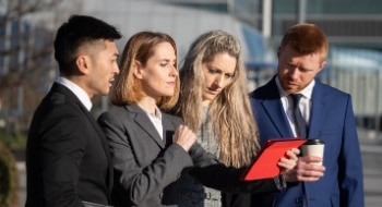 coworkers attending a business meeting